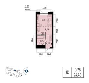 1-к квартира, вторичка, 24м2, 4/13 этаж