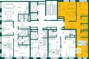 2-к квартира, строящийся дом, 69м2, 8/14 этаж