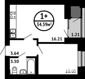 1-к квартира, вторичка, 35м2, 5/8 этаж