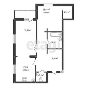 2-к квартира, вторичка, 68м2, 6/24 этаж