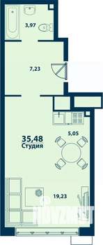 1-к квартира, строящийся дом, 35м2, 13/24 этаж