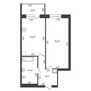 1-к квартира, вторичка, 38м2, 11/22 этаж