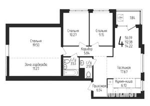 3-к квартира, строящийся дом, 94м2, 10/25 этаж