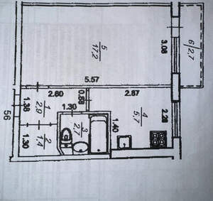 1-к квартира, вторичка, 33м2, 4/5 этаж