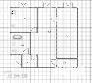 2-к квартира, вторичка, 43м2, 1/5 этаж