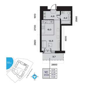 1-к квартира, вторичка, 28м2, 3/32 этаж