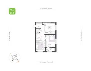 2-к квартира, вторичка, 66м2, 8/18 этаж