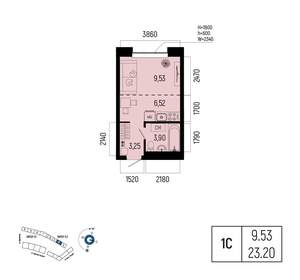 1-к квартира, вторичка, 23м2, 9/25 этаж