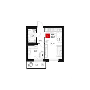 1-к квартира, вторичка, 36м2, 2/15 этаж