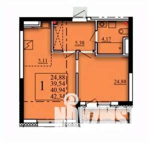 1-к квартира, строящийся дом, 41м2, 16/21 этаж