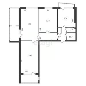 3-к квартира, вторичка, 67м2, 9/9 этаж