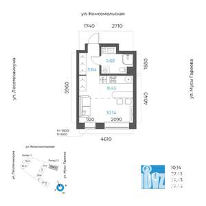 1-к квартира, вторичка, 27м2, 2/17 этаж