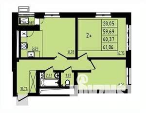 2-к квартира, вторичка, 60м2, 22/25 этаж