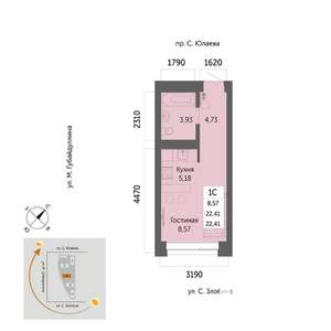 1-к квартира, вторичка, 22м2, 13/32 этаж