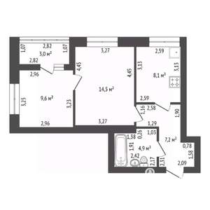 2-к квартира, вторичка, 48м2, 7/19 этаж