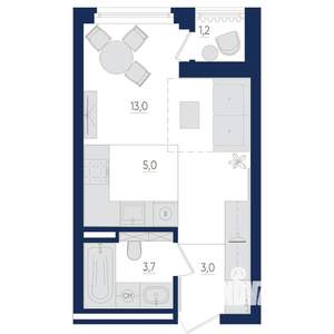 1-к квартира, вторичка, 25м2, 3/22 этаж