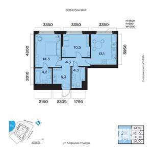 2-к квартира, вторичка, 56м2, 5/32 этаж