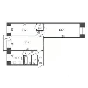 3-к квартира, вторичка, 58м2, 5/5 этаж