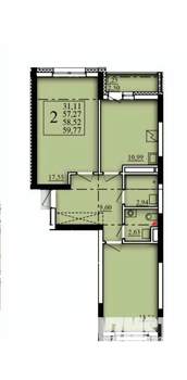 2-к квартира, вторичка, 59м2, 14/21 этаж