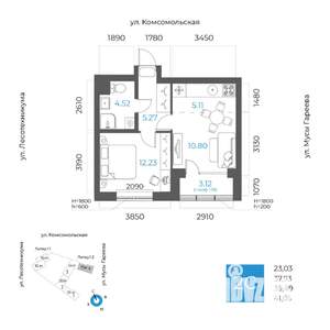 2-к квартира, вторичка, 39м2, 9/17 этаж