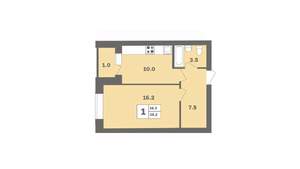 1-к квартира, вторичка, 38м2, 9/9 этаж