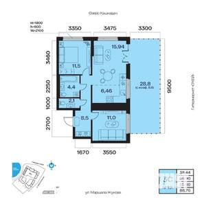3-к квартира, вторичка, 69м2, 11/32 этаж