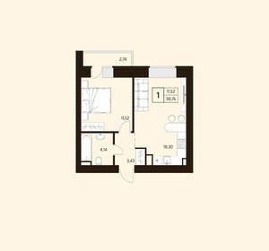 1-к квартира, вторичка, 39м2, 8/10 этаж