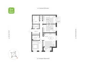 3-к квартира, вторичка, 94м2, 3/25 этаж
