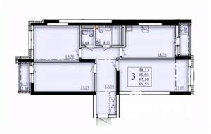 3-к квартира, строящийся дом, 84м2, 14/25 этаж