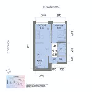 2-к квартира, вторичка, 47м2, 6/13 этаж