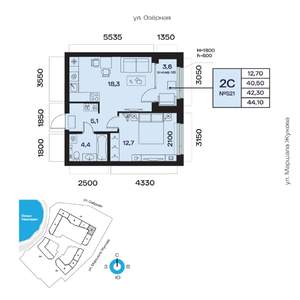 2-к квартира, вторичка, 42м2, 6/32 этаж