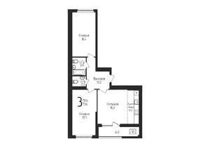 3-к квартира, строящийся дом, 74м2, 9/25 этаж