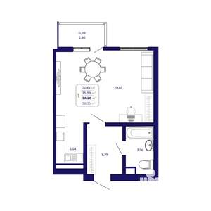 1-к квартира, вторичка, 36м2, 12/25 этаж