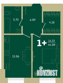 1-к квартира, вторичка, 44м2, 30/32 этаж