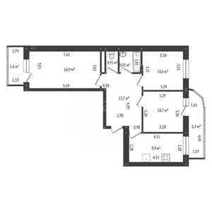 3-к квартира, вторичка, 71м2, 11/14 этаж