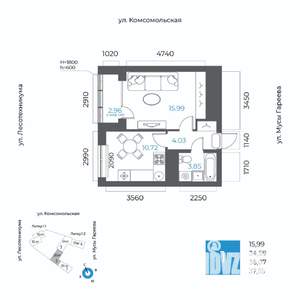 1-к квартира, вторичка, 36м2, 6/20 этаж