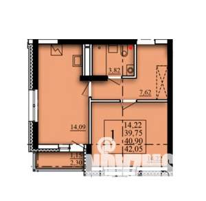 1-к квартира, строящийся дом, 41м2, 6/21 этаж