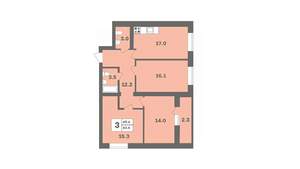 3-к квартира, вторичка, 84м2, 5/9 этаж