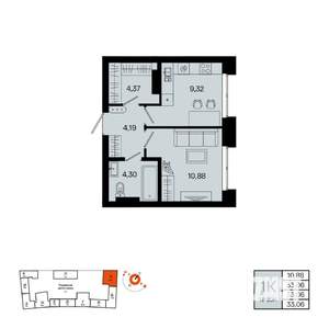 1-к квартира, вторичка, 33м2, 11/20 этаж