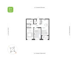 2-к квартира, вторичка, 72м2, 18/18 этаж
