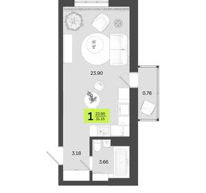 2-к квартира, вторичка, 57м2, 5/16 этаж
