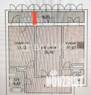 2-к квартира, вторичка, 57м2, 25/27 этаж