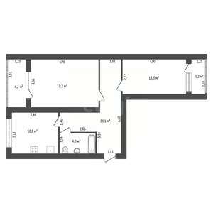 2-к квартира, вторичка, 66м2, 8/15 этаж