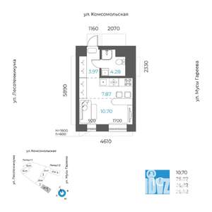 1-к квартира, вторичка, 27м2, 7/20 этаж