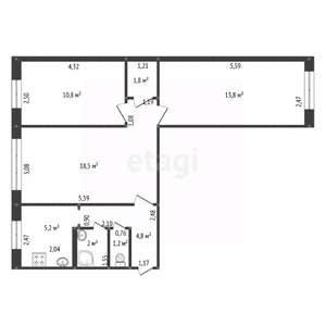 3-к квартира, вторичка, 58м2, 1/5 этаж
