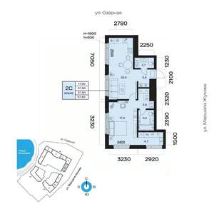 2-к квартира, вторичка, 58м2, 12/32 этаж