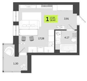 2-к квартира, вторичка, 58м2, 13/16 этаж
