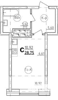 Студия квартира, строящийся дом, 30м2, 3/28 этаж