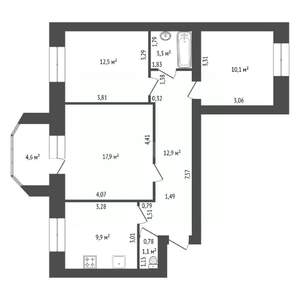 3-к квартира, вторичка, 70м2, 5/9 этаж