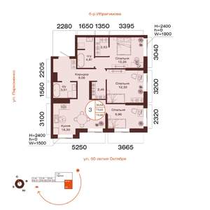 3-к квартира, вторичка, 73м2, 12/32 этаж
